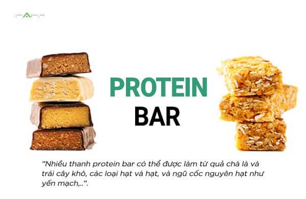 Nhiều thanh protein bar có thể được làm từ quả chà là và trái cây khô, các loại hạt và hạt, và ngũ cốc nguyên hạt như yến mạch.