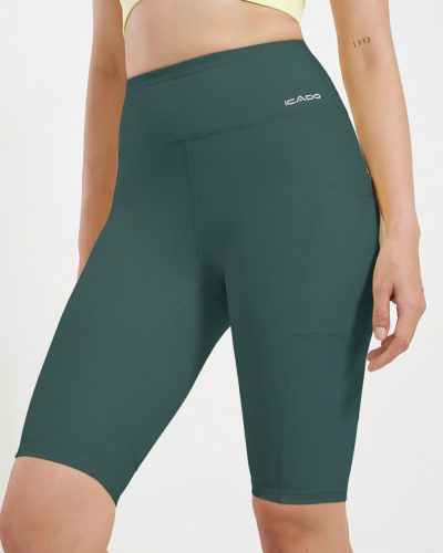 Quần Đùi Biker Tập Yoga, Gym Nữ ICADO AT17 - Xanh Rêu, M